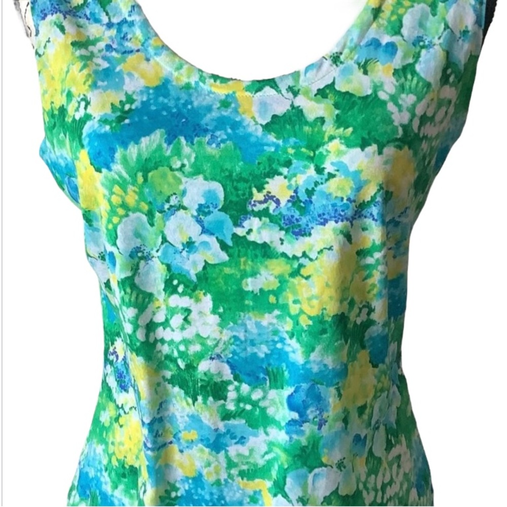LOUISE Positano Italy Made NEW Cotton Art Wear Floral Tank Top Size L